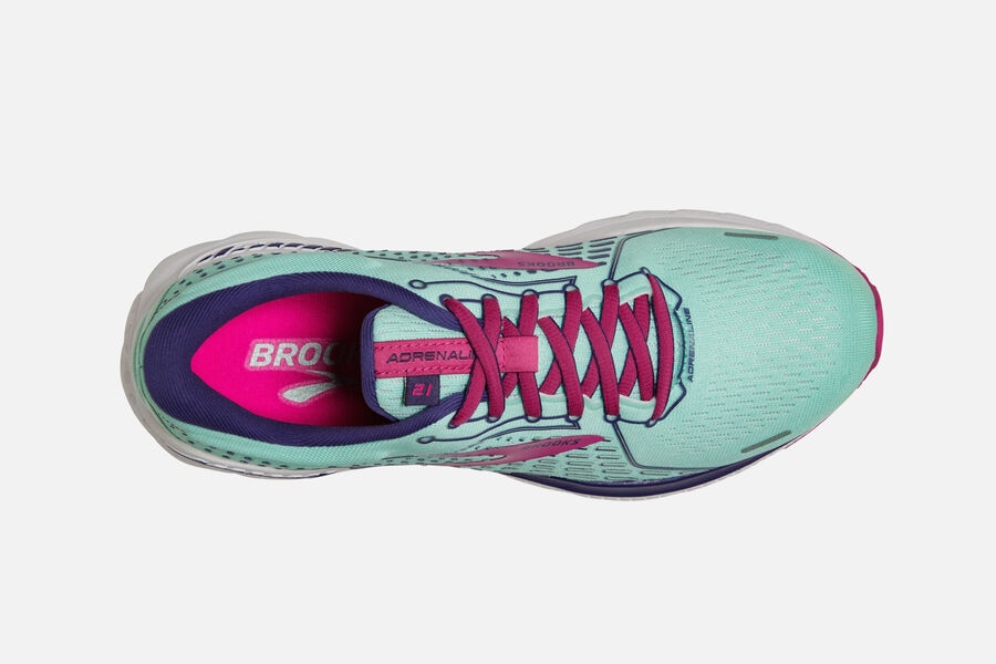 Brooks Adrenaline GTS 21 Road Running Shoes - Womens - Turquoise/Pink - IF1630549